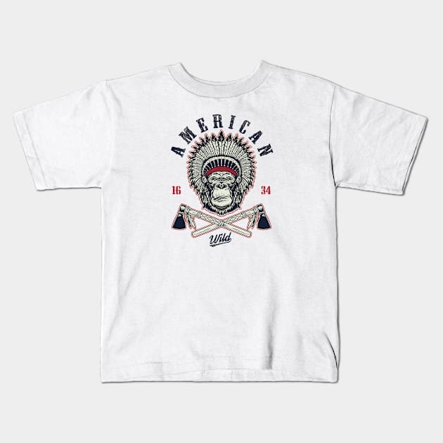 American Wild cool Design Kids T-Shirt by OM Des